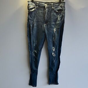 Forever 21 Dark Blue Distressed Jeans
